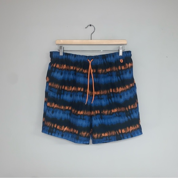 Eddie Bauer Shorts Men's Size Large Swim Trunks 7" Inseam Orange Blue Tidal - Picture 3 of 12